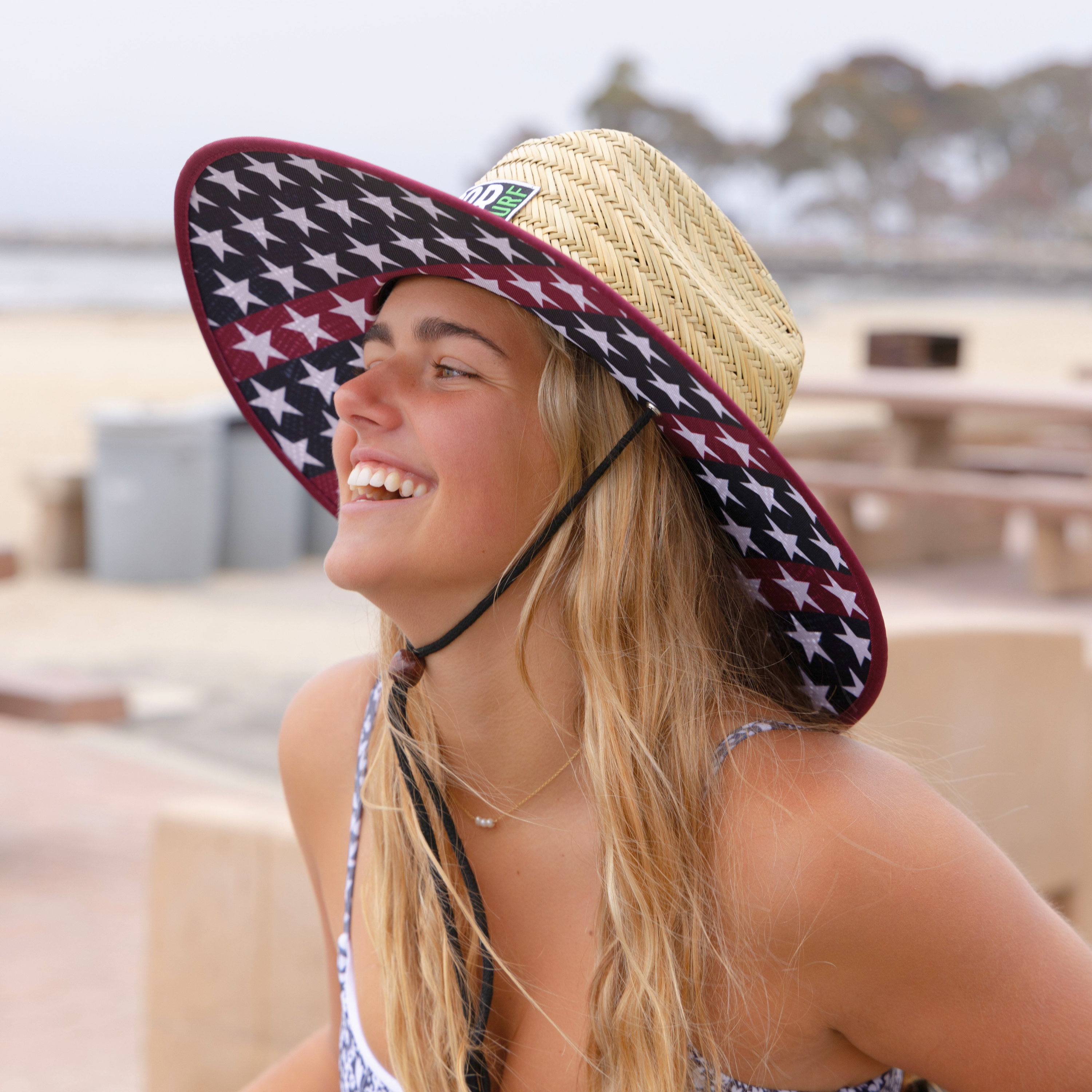 Straw Lifeguard Sun Hats for Adults - Patriotic