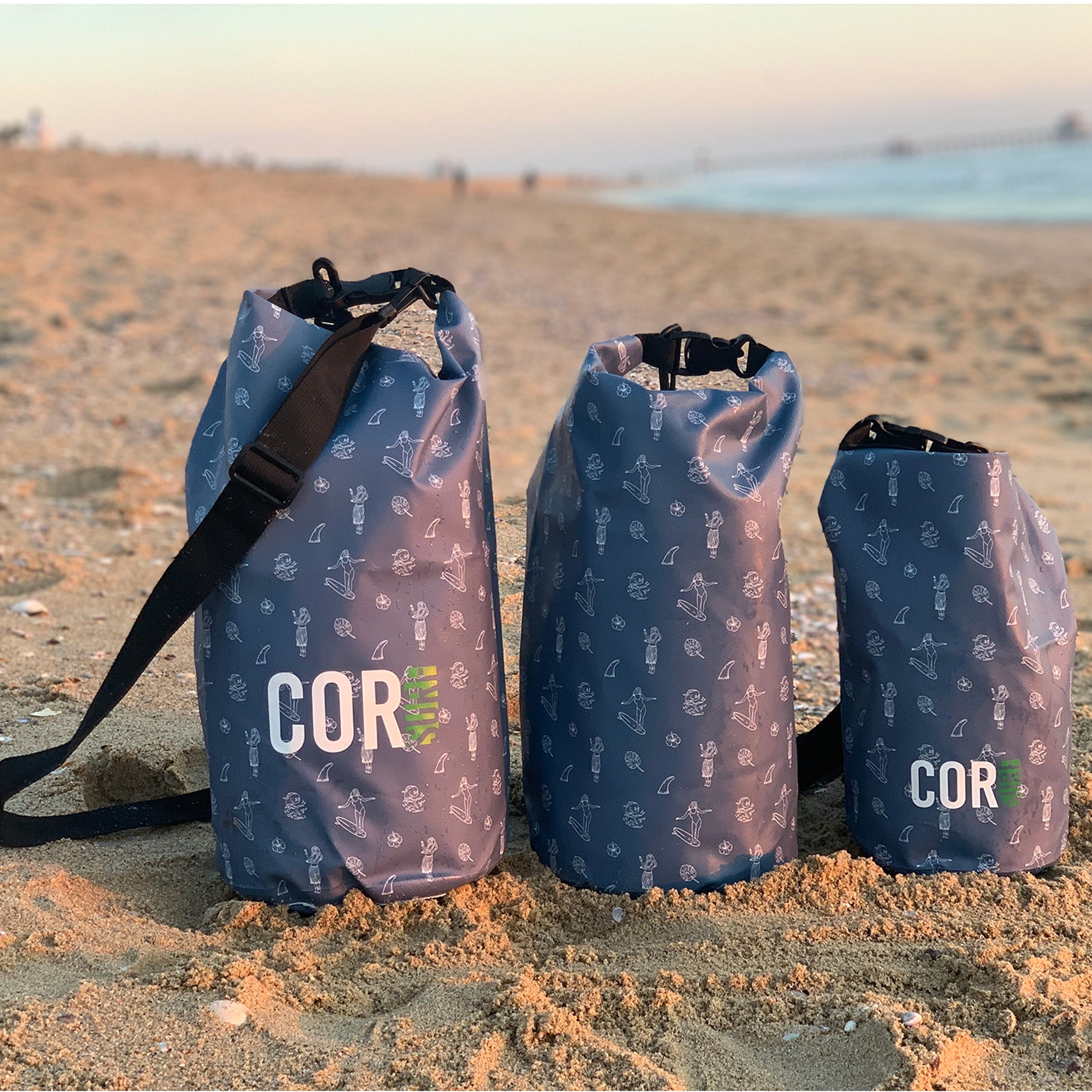 Dry Bags (Hawaiian Print): 3L, 5L, 10L, 15, and 3-Packs