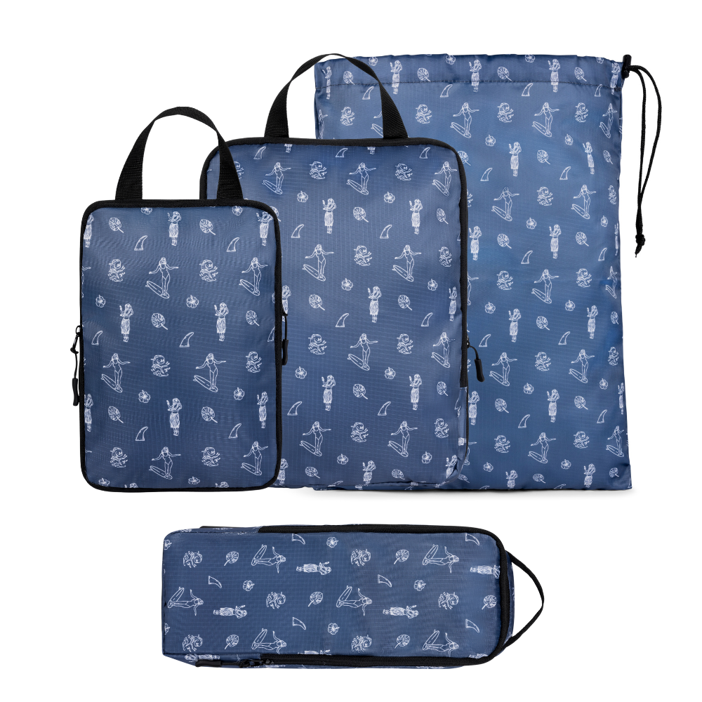 compression packing cube travel set 4-pack -blue Hawaii