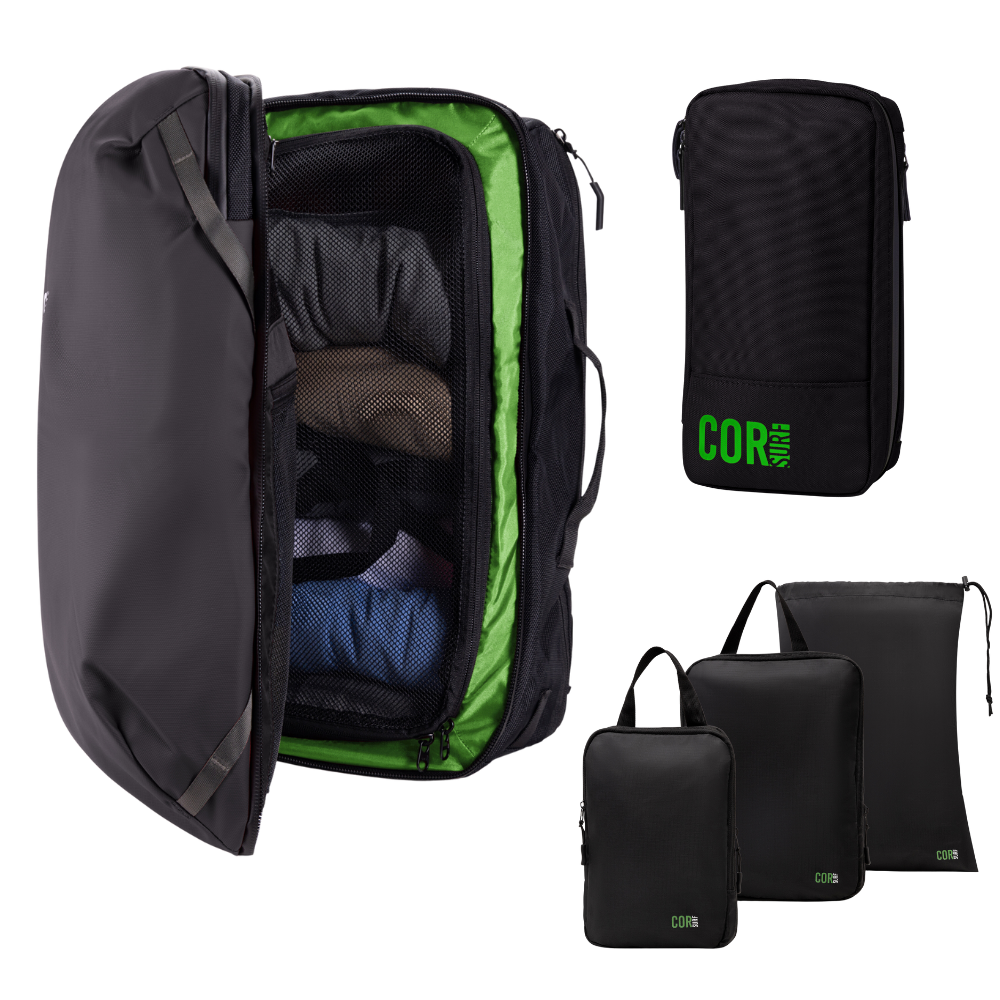 Island Hopper Travel Bundle - Backpack + Toiletry Bag + Compression Pa –  COR Surf