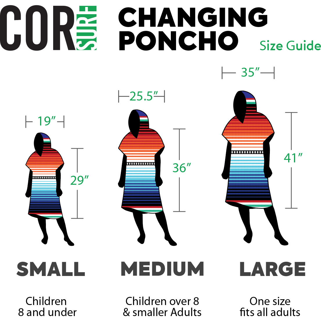 kids changing towel poncho sarape cor surf size chart