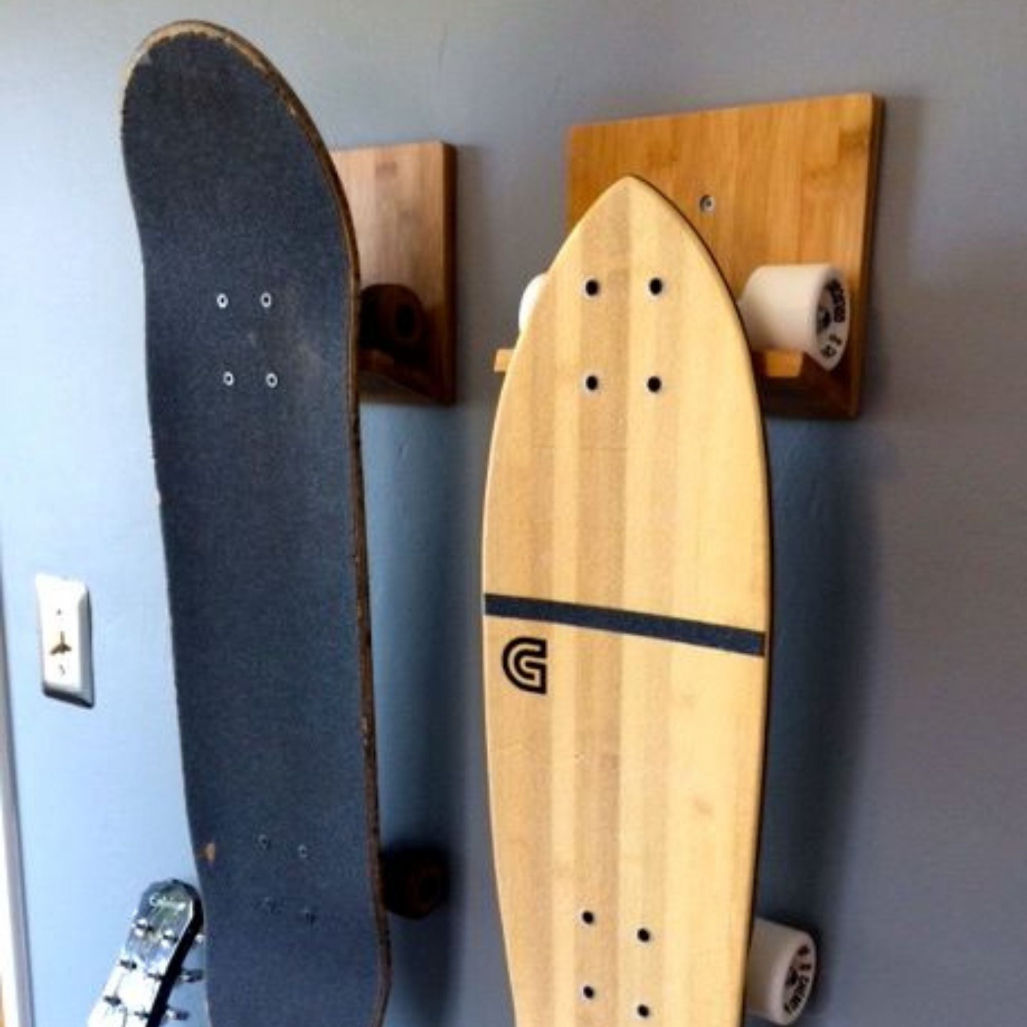 skate rack wall mount bamboo