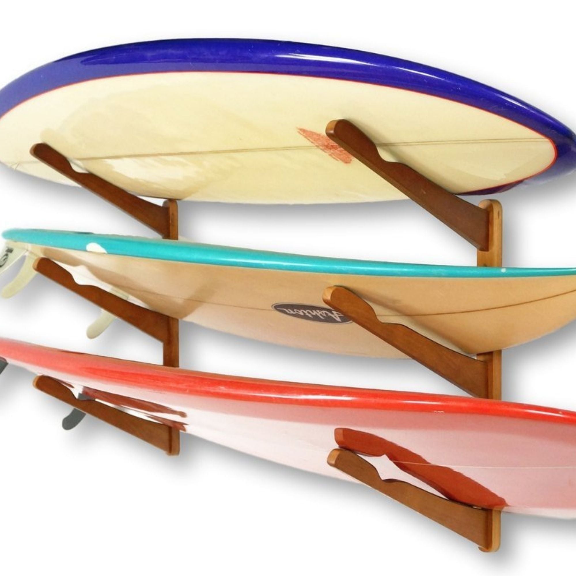 Triple Surfboard Wall Rack  - Bamboo or Dark Wood