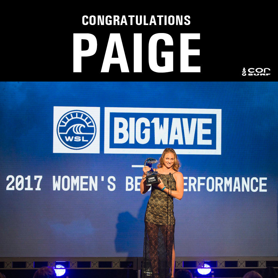 COR Surf Team Rider Paige Alms Earns Top Honors at 17th Annual Big Wave Awards
