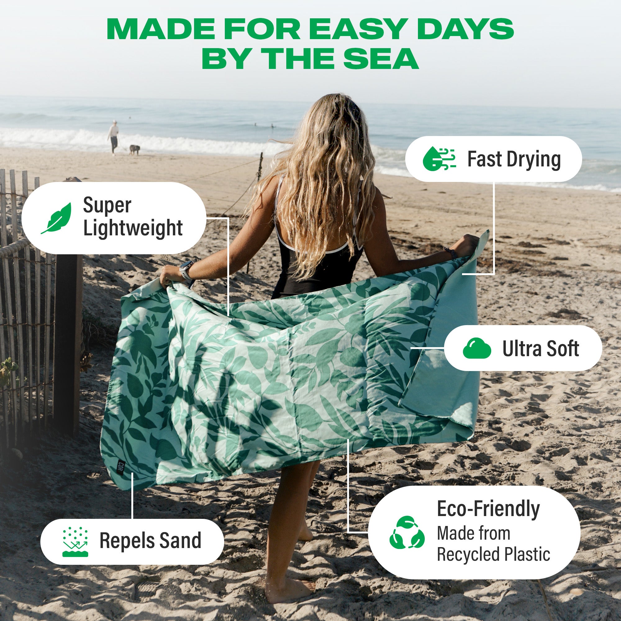 Travel Bundle Gift Set: Compact Toiletry Bag +Compression Packing Cubes + Long Eco Travel Beach Towel