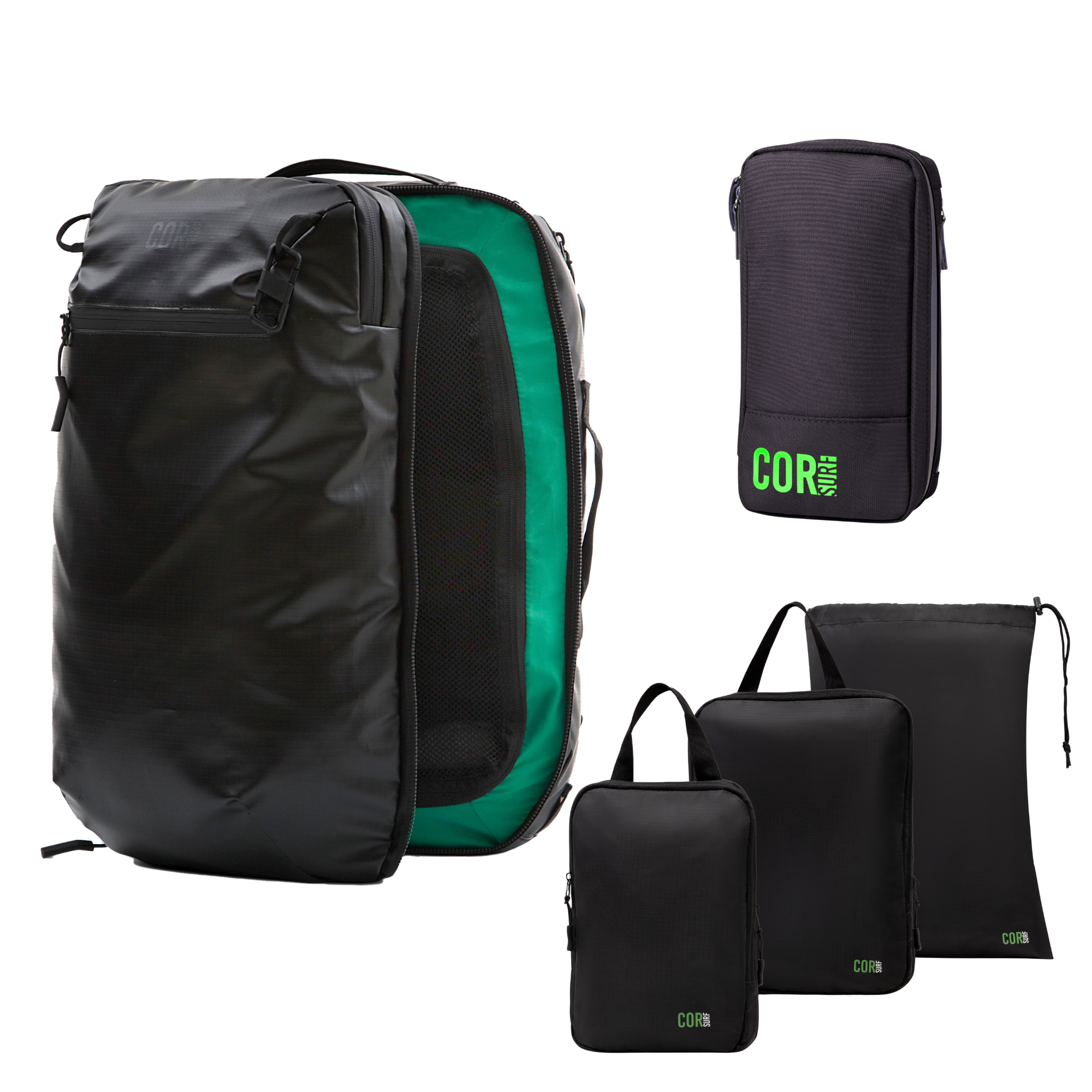 Island Hopper Travel Bundle - Backpack + Toiletry Bag + Compression Packing Cubes with YKK