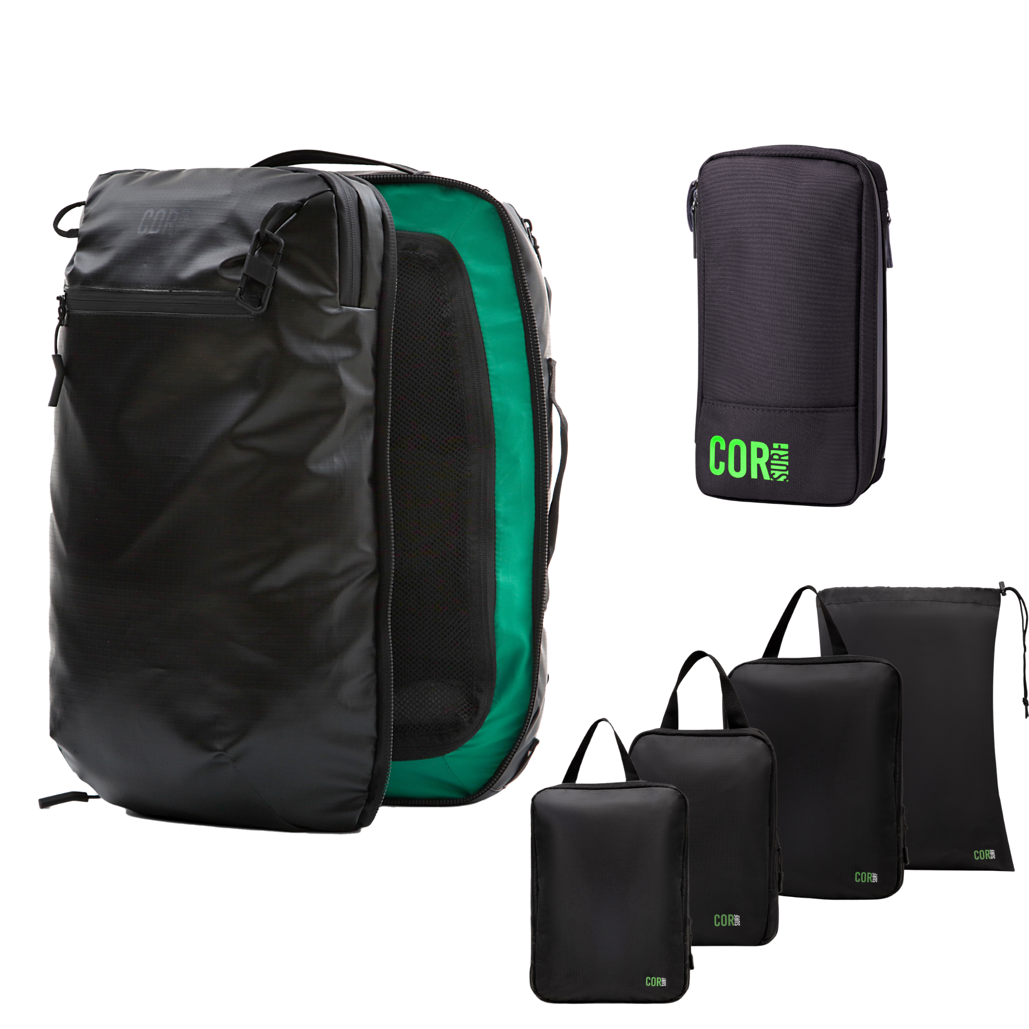 Island Hopper Travel Bundle - Backpack + Toiletry Bag + Compression Packing Cubes with YKK