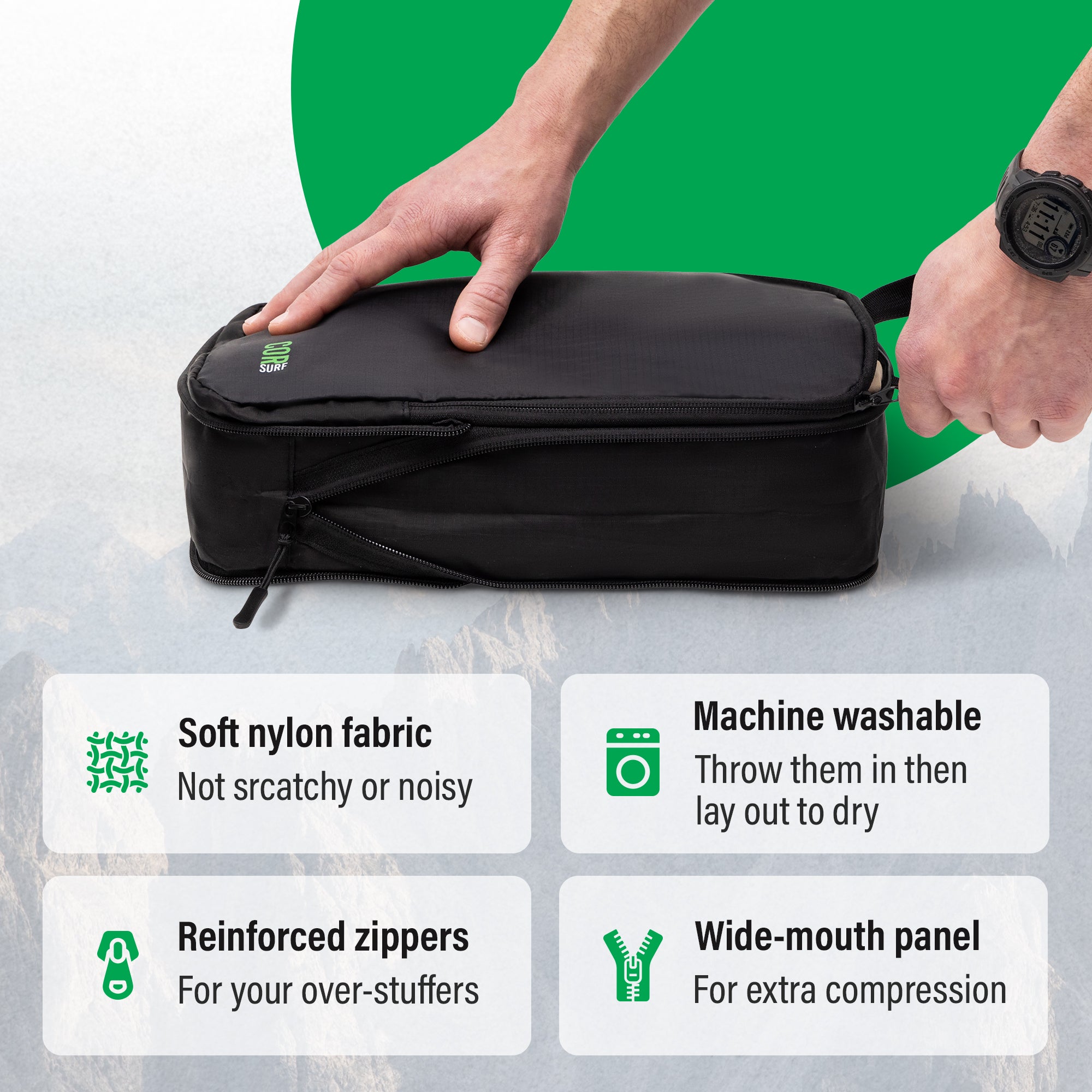Island Hopper Travel Bundle - Backpack + Toiletry Bag + Compression Packing Cubes with YKK