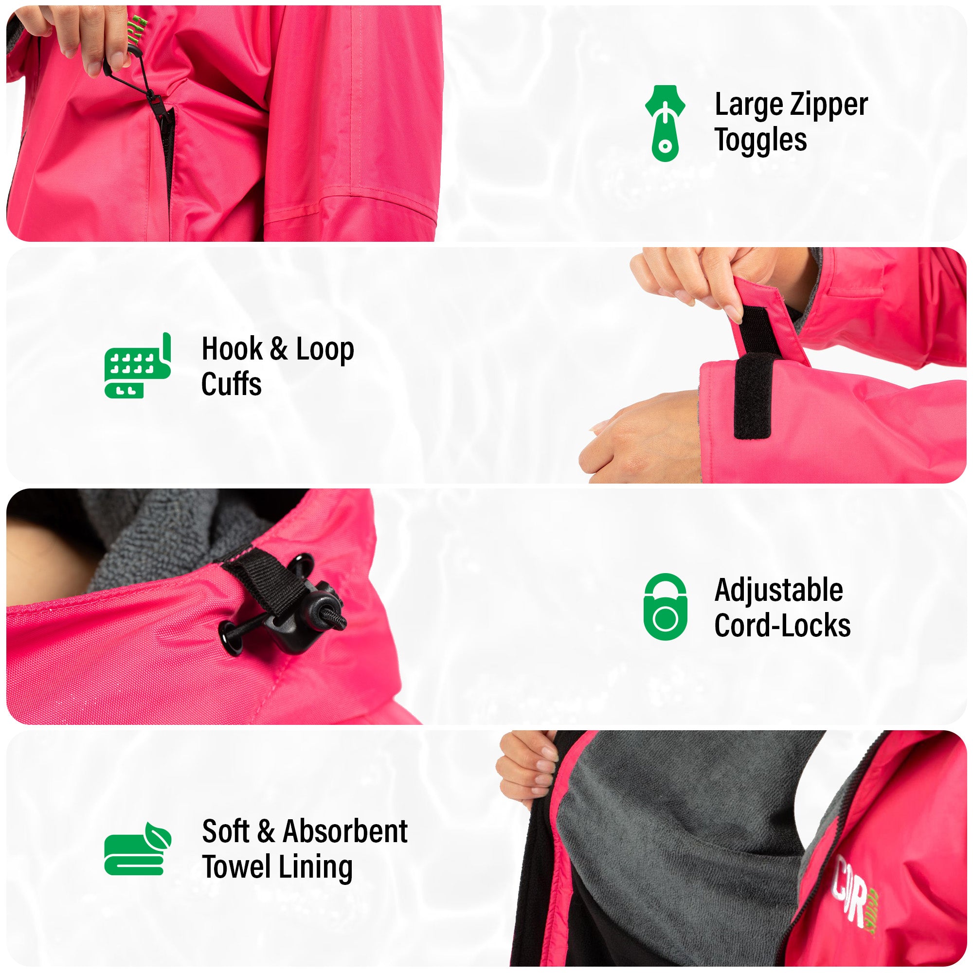 Swim Parka for Adults Youth and Kids with Waterproof Shell Ykk Zippers Fleece Pockets 