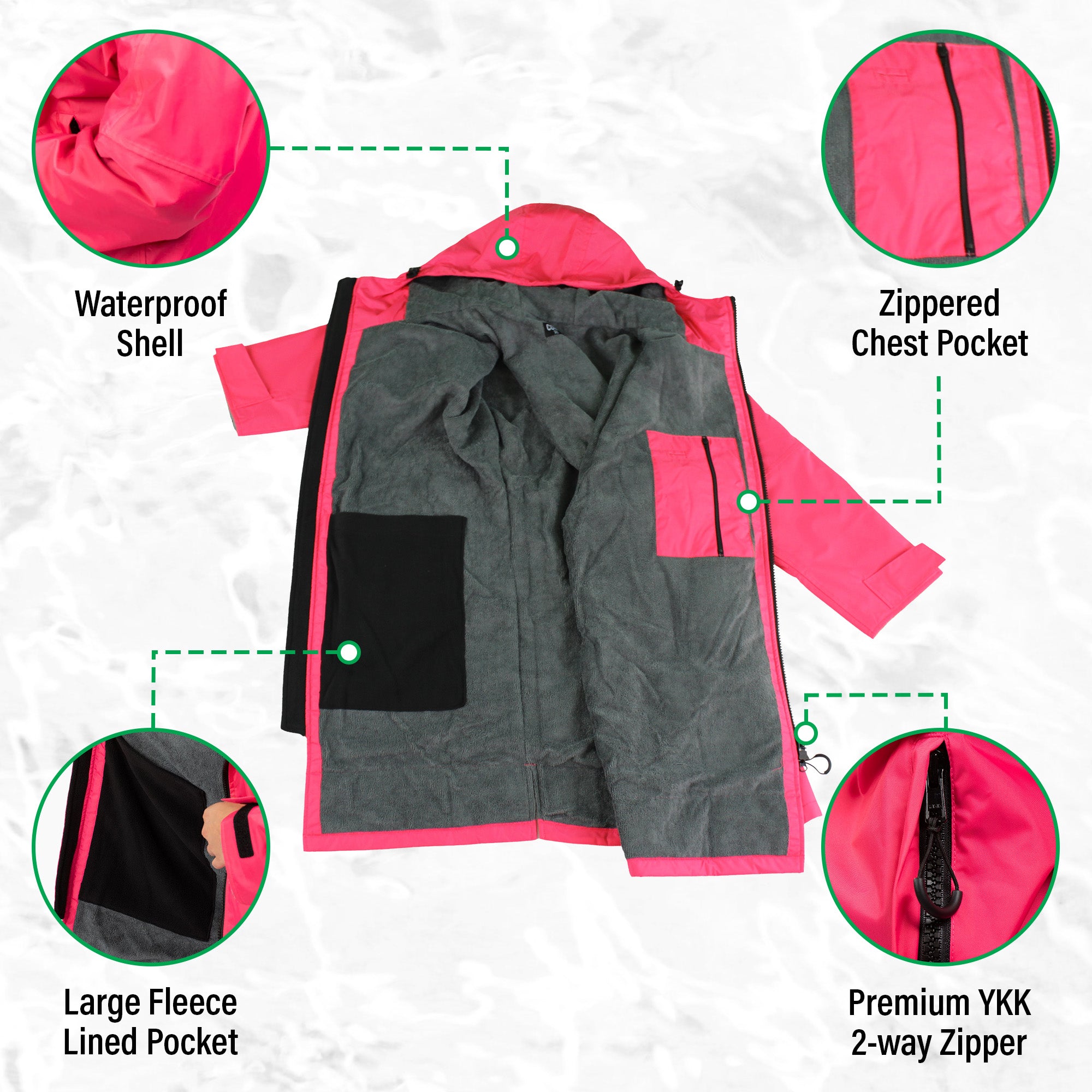 Kids Swim Jacket with Inside Pocket, Fleece Pockets and YKK Zippers