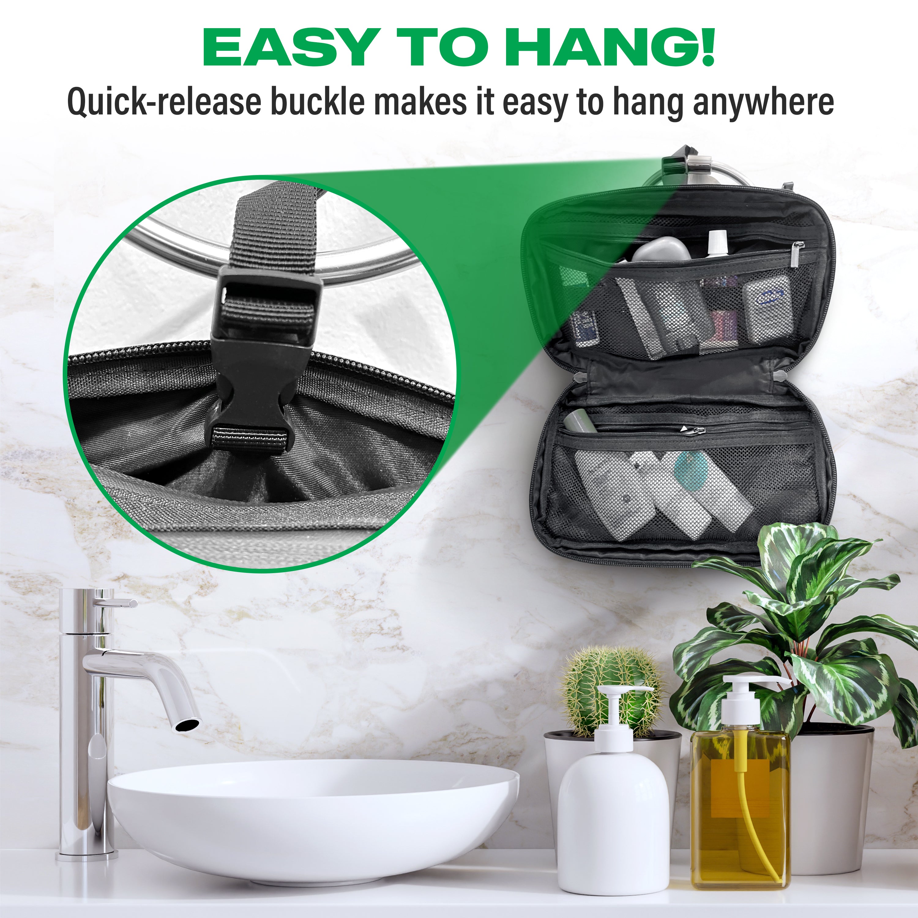 Travel Bundle Gift Set: Compact Toiletry Bag +Compression Packing Cubes + Long Eco Travel Beach Towel