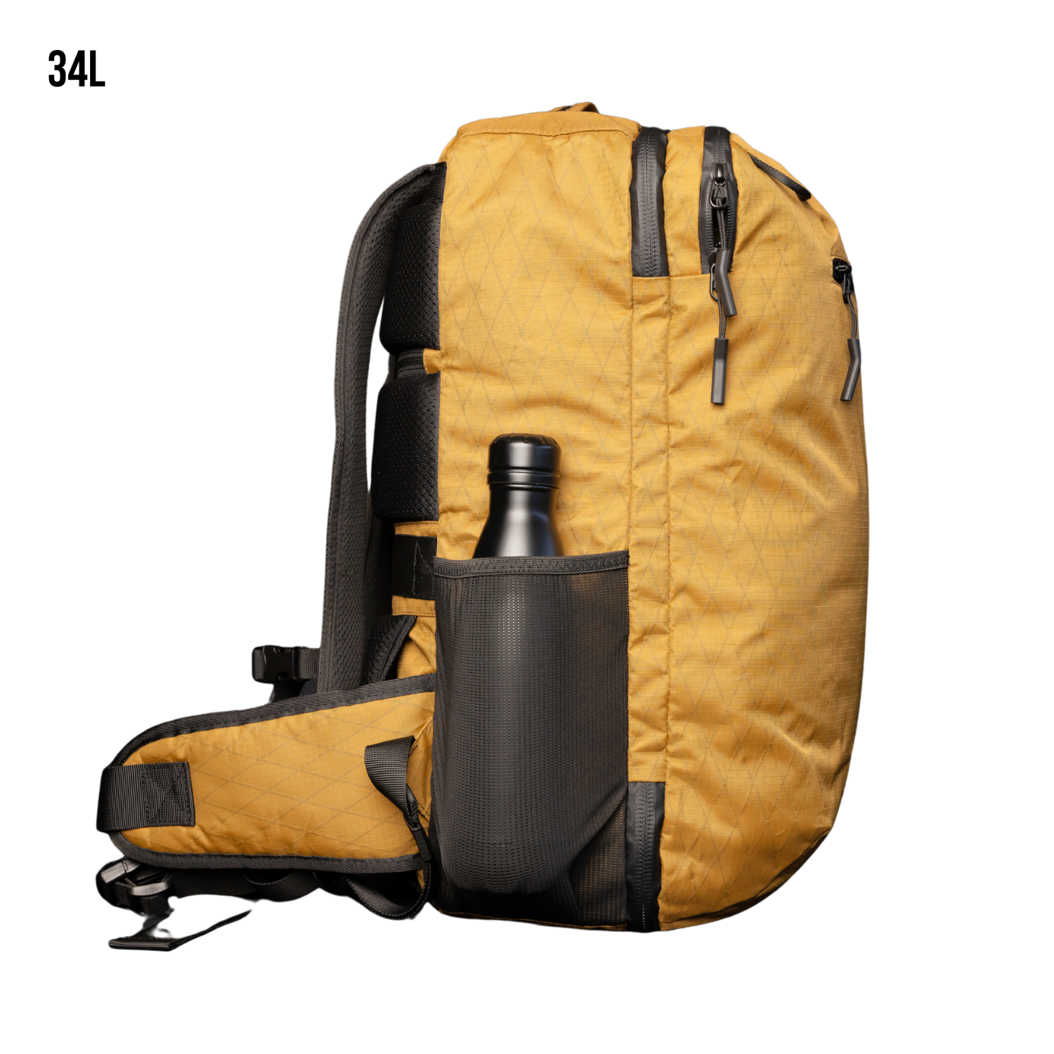 34L Island Hopper Carry On travel backpack side with water bottle