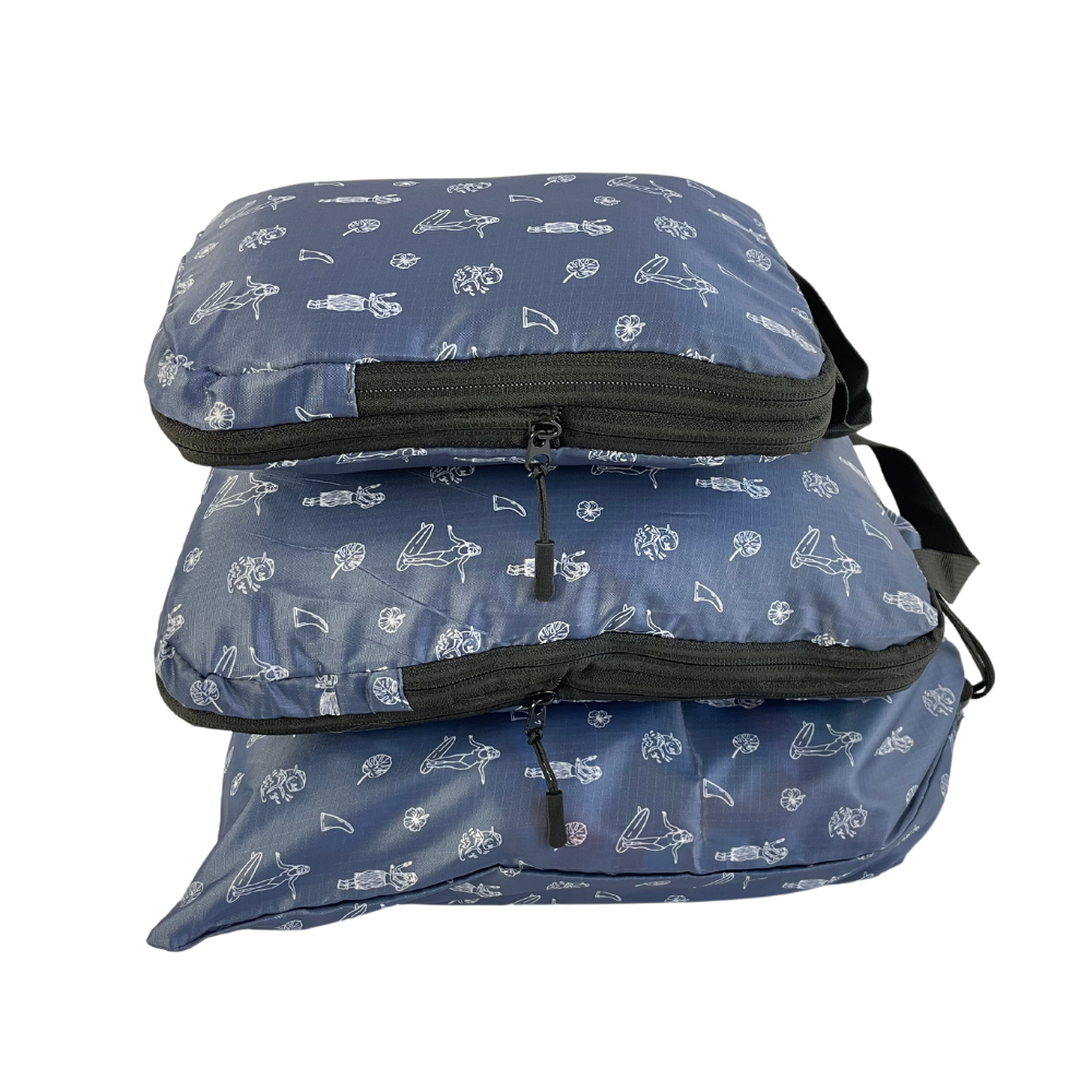 compression travel packing cube set 3-pack blue Hawaiian