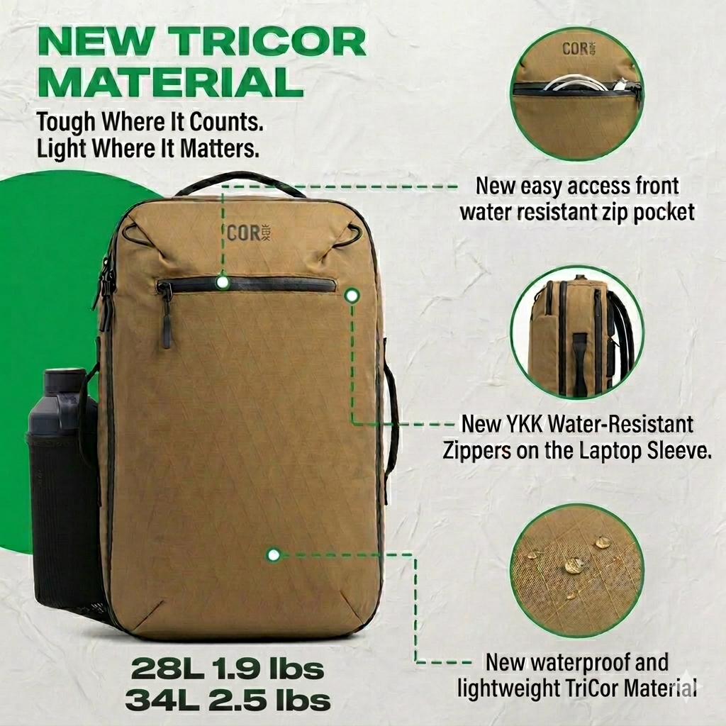Tricor Island Hopper Carry On Travel Backpack Sailcloth 28L & 34L