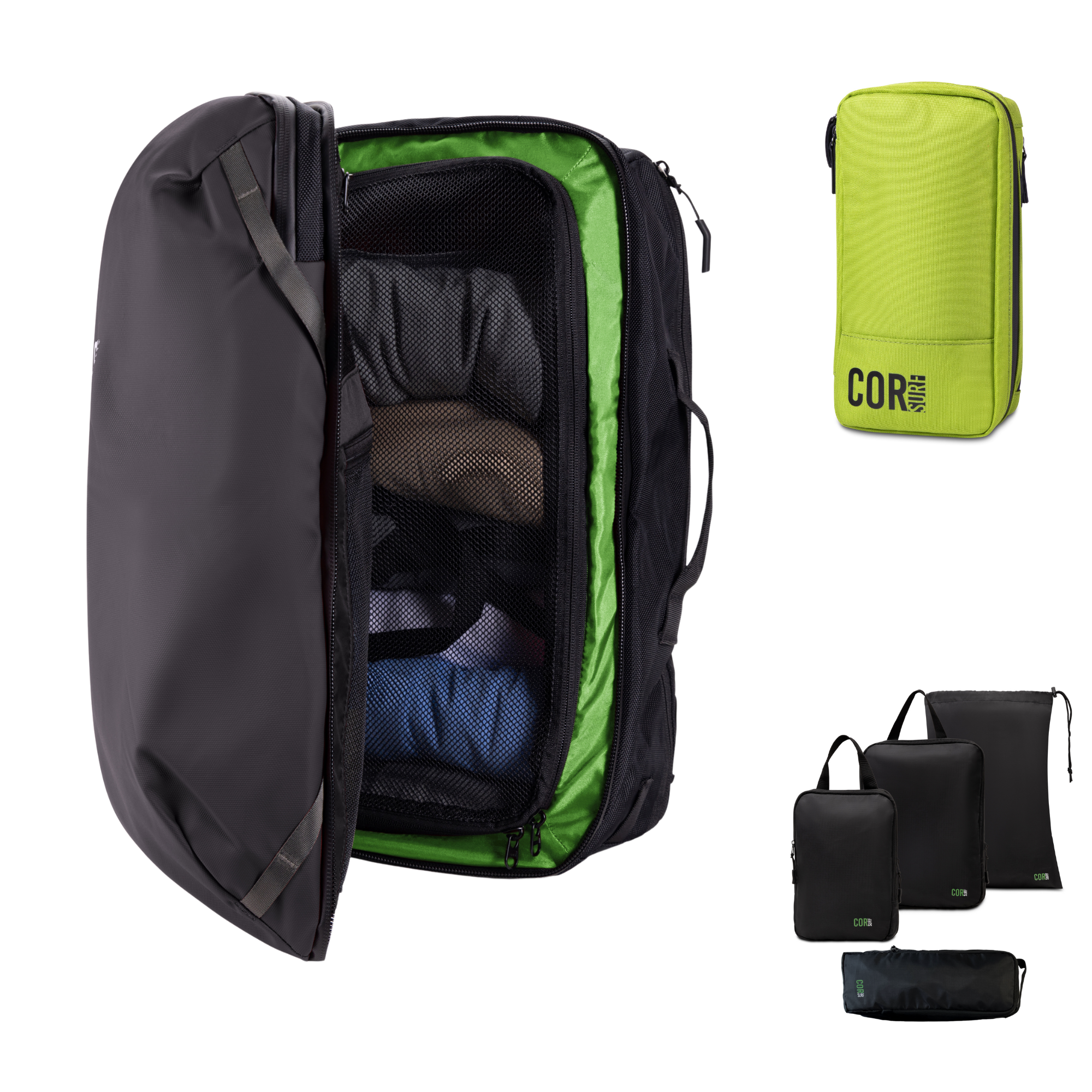 Island Hopper Travel Bundle - Backpack + Toiletry Bag + Compression Packing Cubes with YKK
