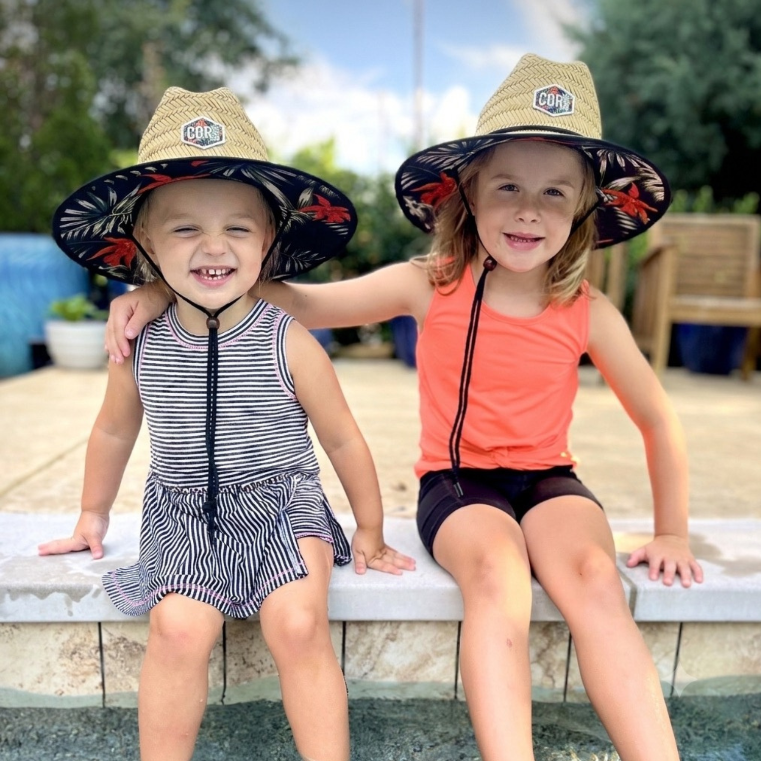 kids straw beach sun hats
