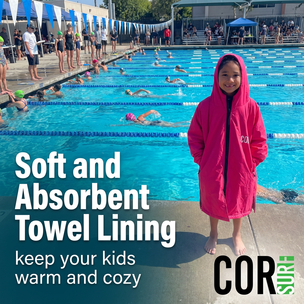 Kids Swim Parka with Soft Absorbent Towel Lining 
