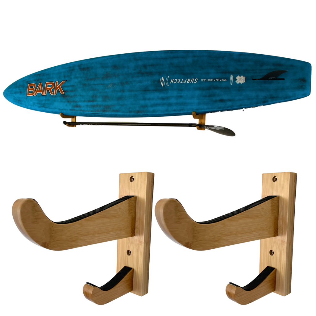 Bamboo SUP Wall Mount with Paddle Rack – COR Surf