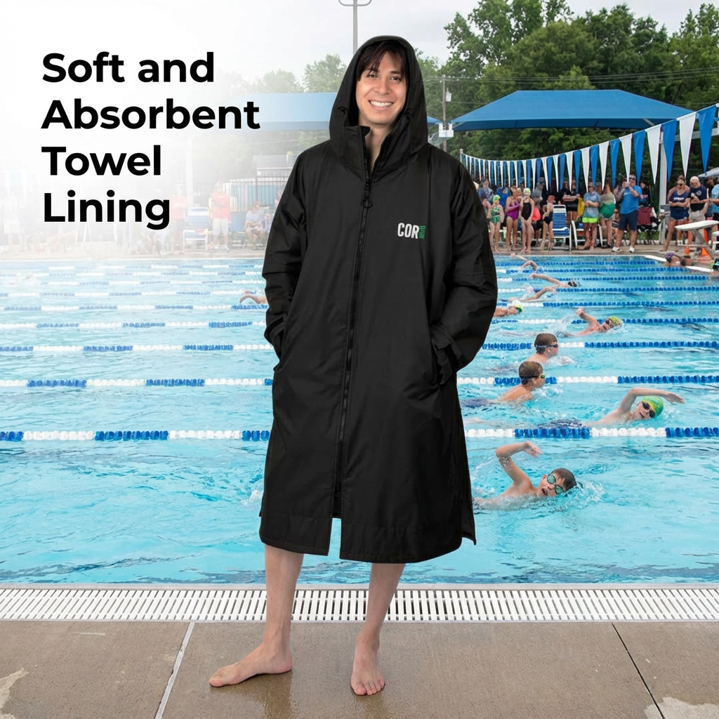 Swimming Parka Jacket with Soft Towel Lining
