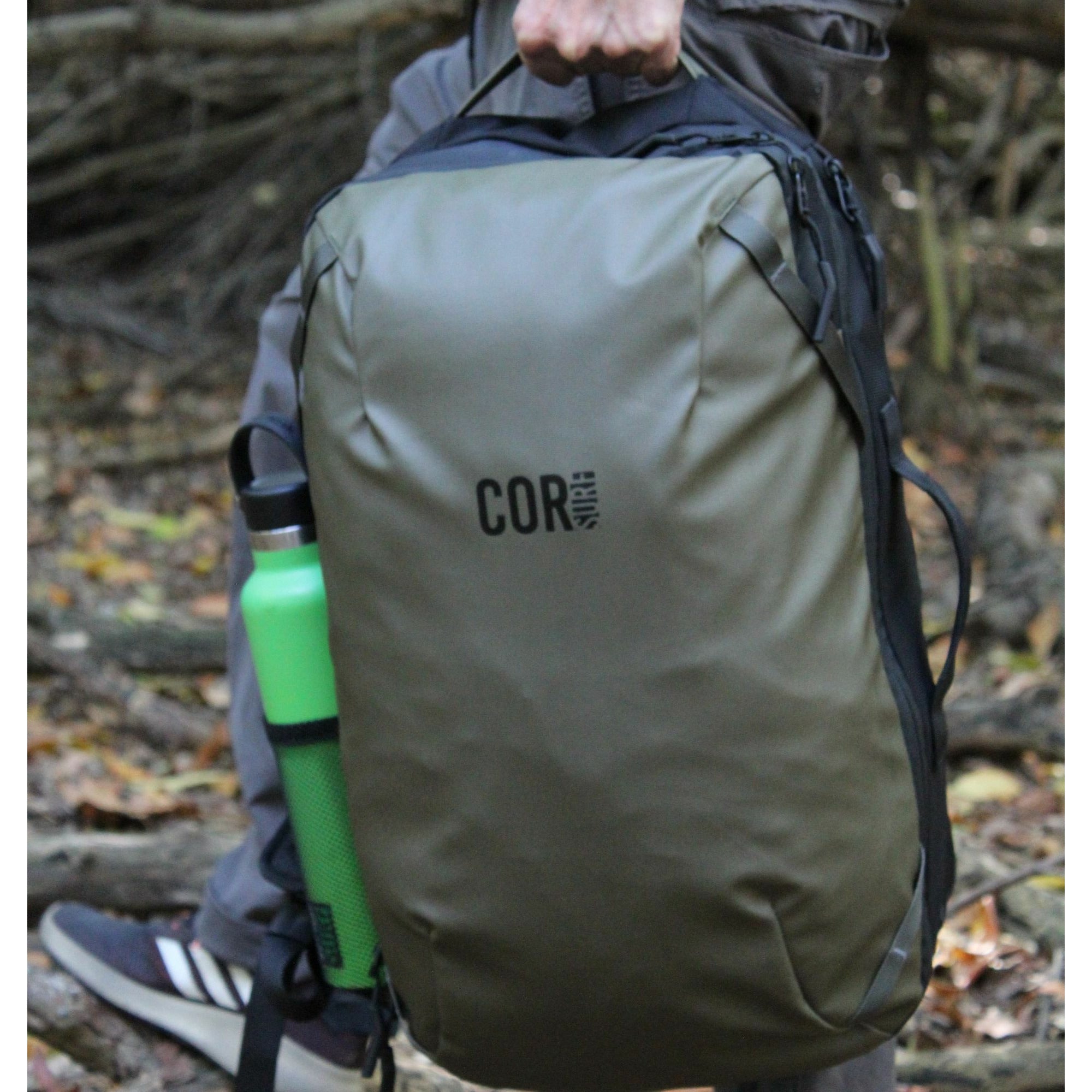 island hopper top handle army green backpack