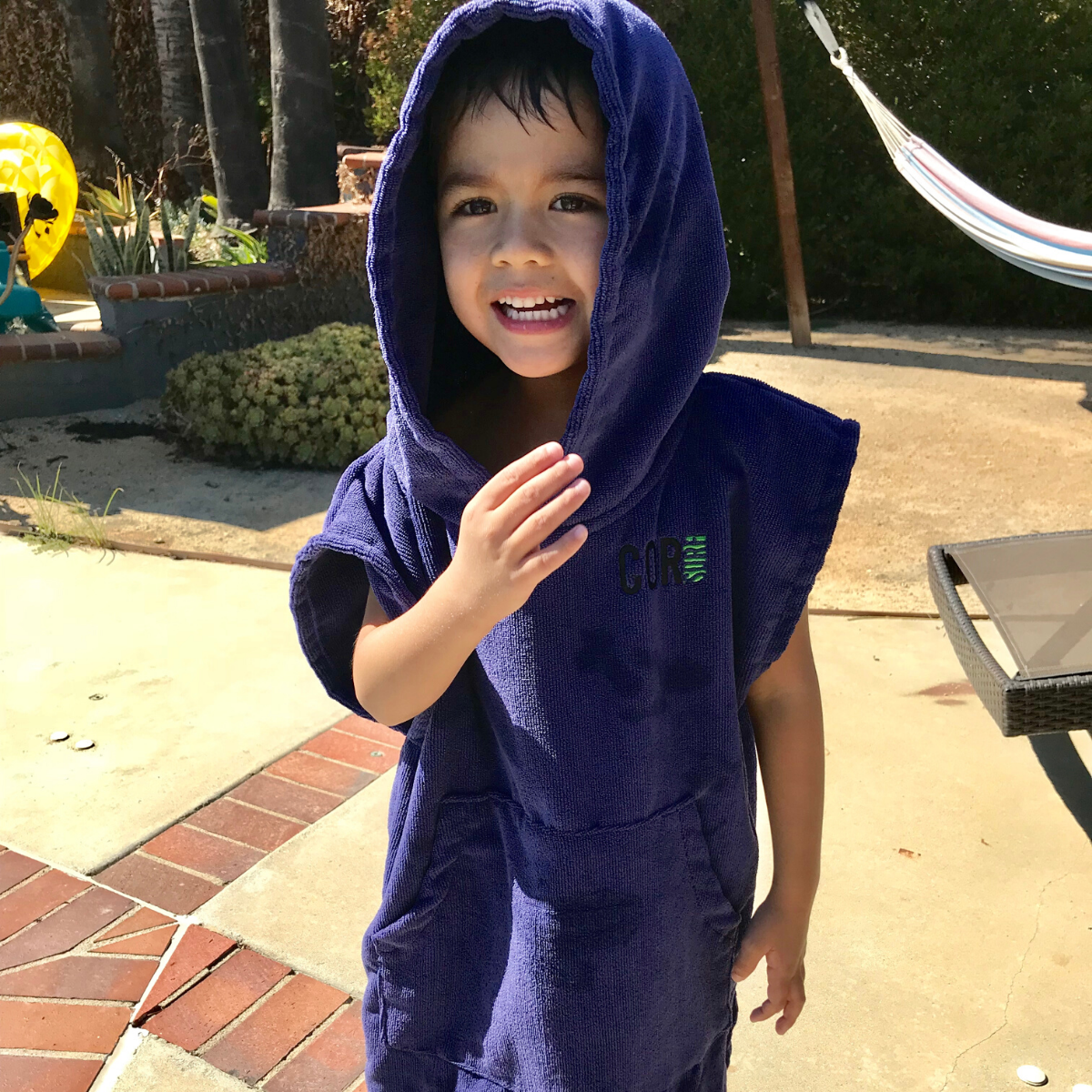 kids changing towel poncho for the beach or pool
