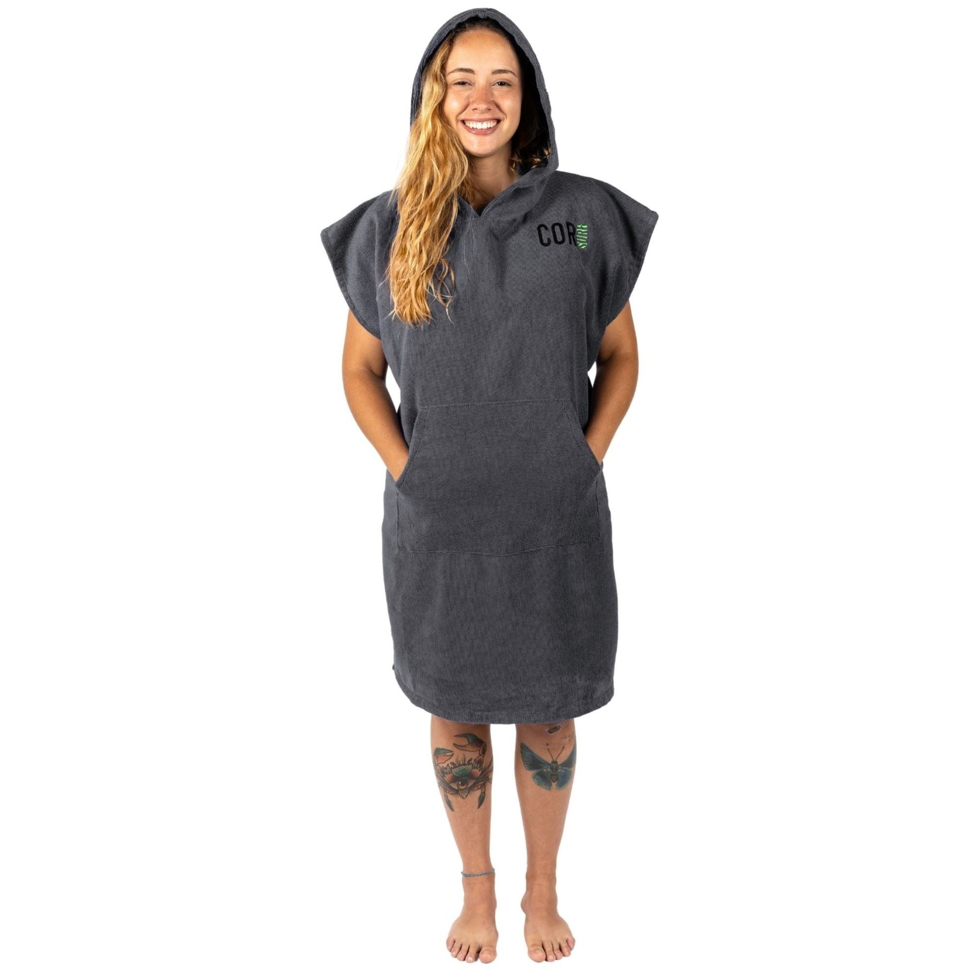 changing towel poncho robe surf women men teens youth gray