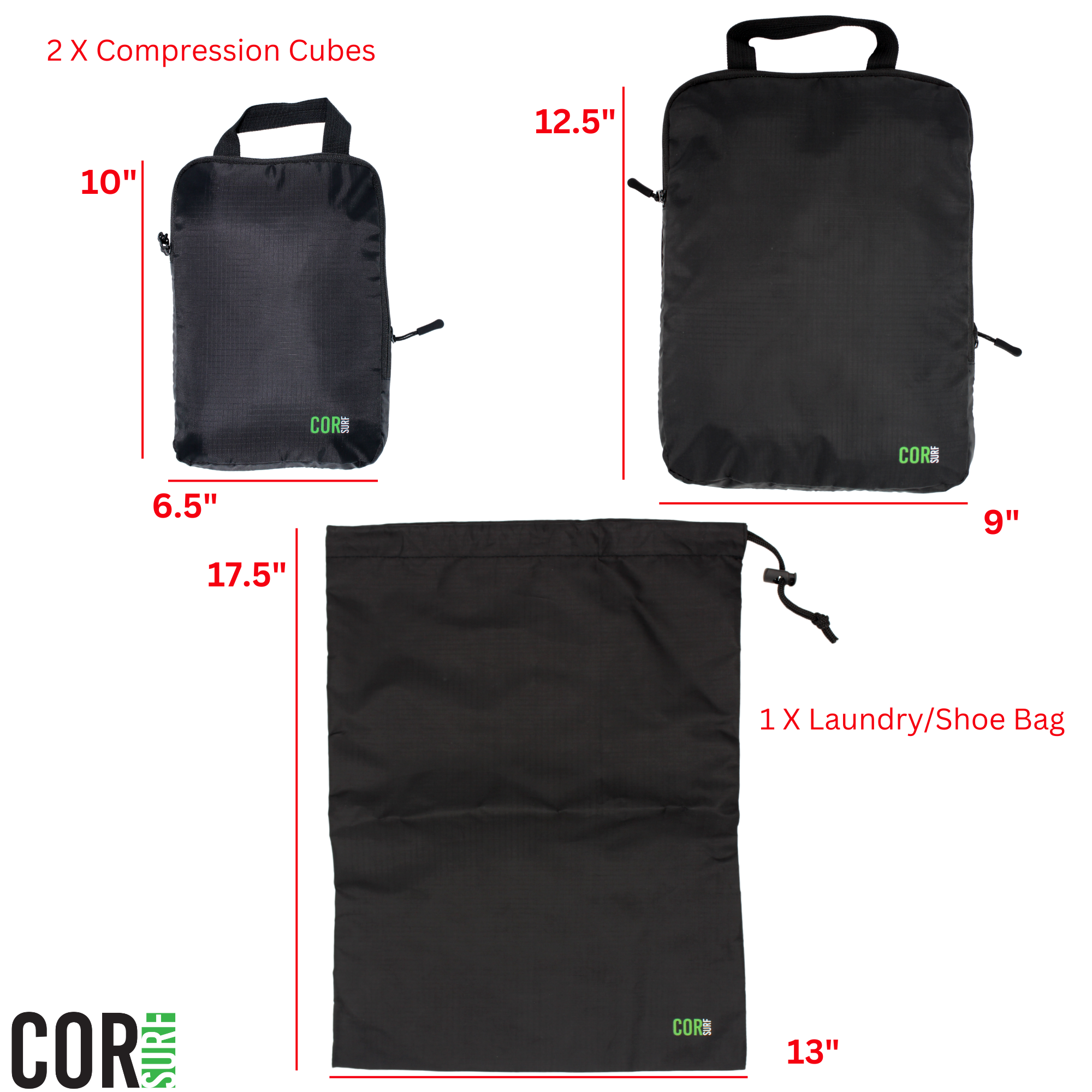 dimensions of compression packing cube organizers and laundry show bag