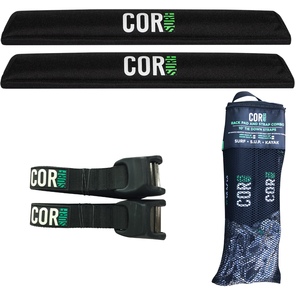 Surfboard rack outlet pads and straps