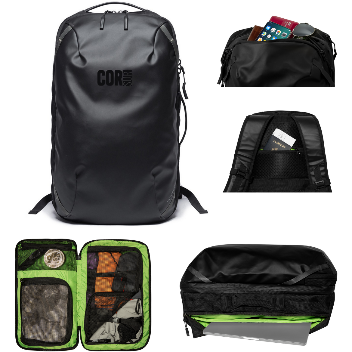 COR Surf Paquete de mochila de viaje de mano | Mochila de viaje Island  Hopper con bolsa de aseo y juego de cubo de embalaje de compresión, Rojo -
