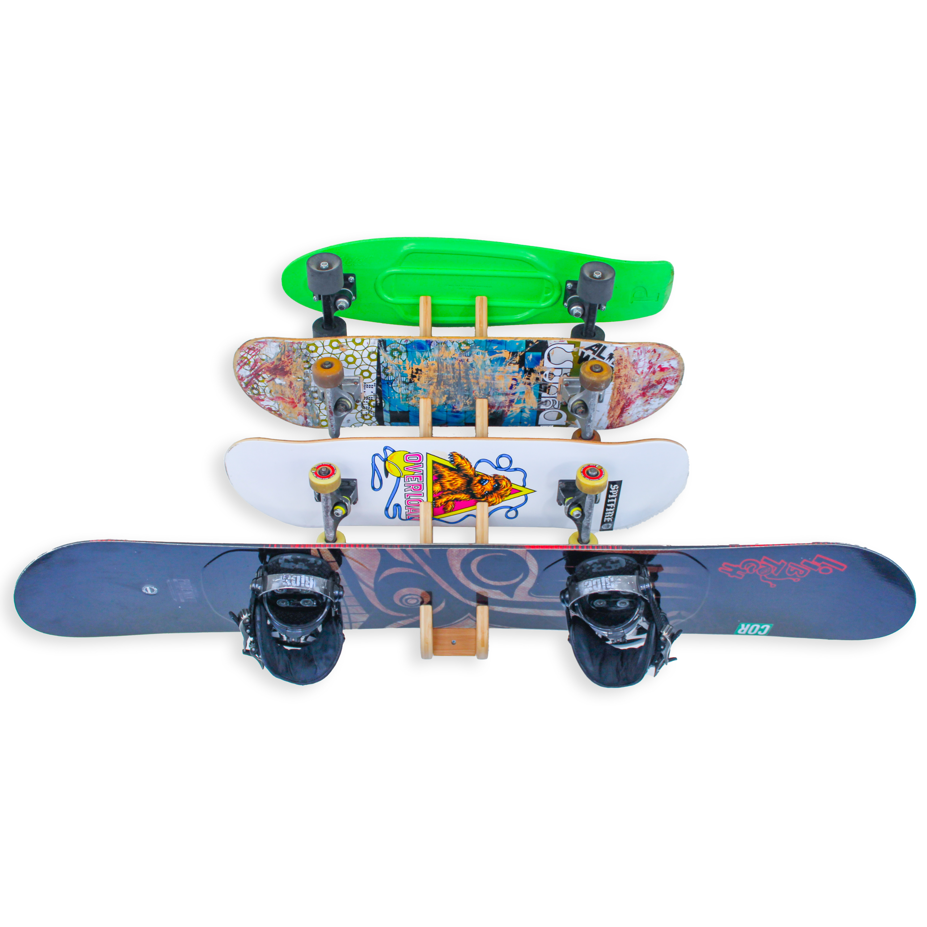 snowboard skateboard wall mount 4 boards bamboom indoor