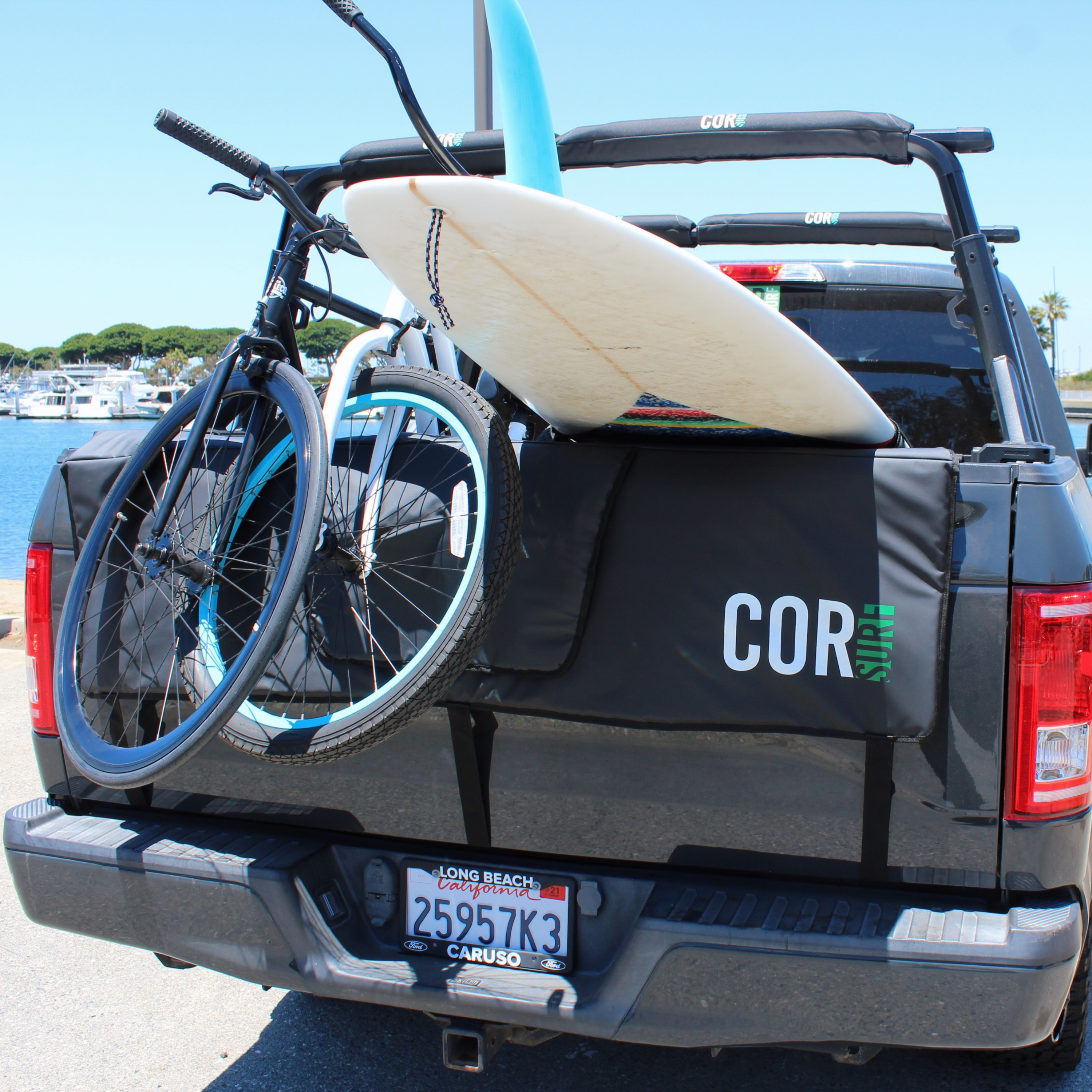 mountain bike and surfboard tailgate truck pad
