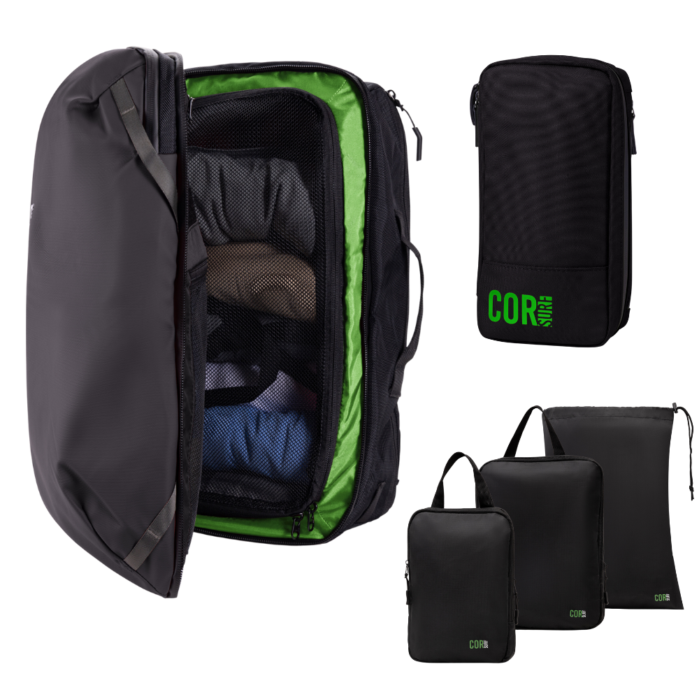 Island Hopper Travel Bundle - Backpack + Toiletry Bag + Compression Packing Cubes with YKK